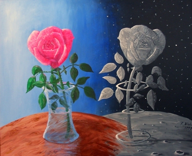 rose mirrored on the moon